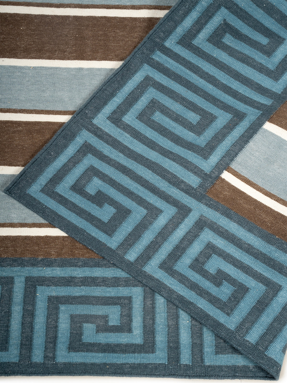 Kyma Key Border Rug detail of the traditional motif in wool