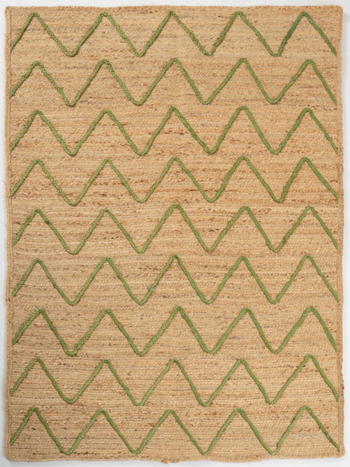 Lagos zig zag braided area rug-Green jute rug in green tones