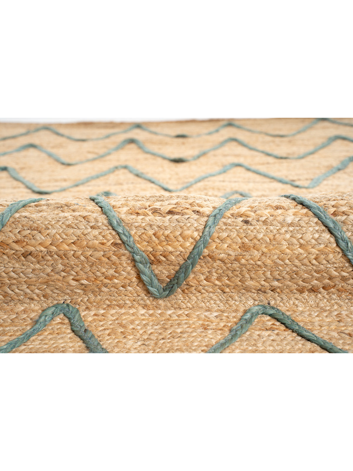 Lagos zig zag braided area rug-Teal - additional product view showing the jute rug