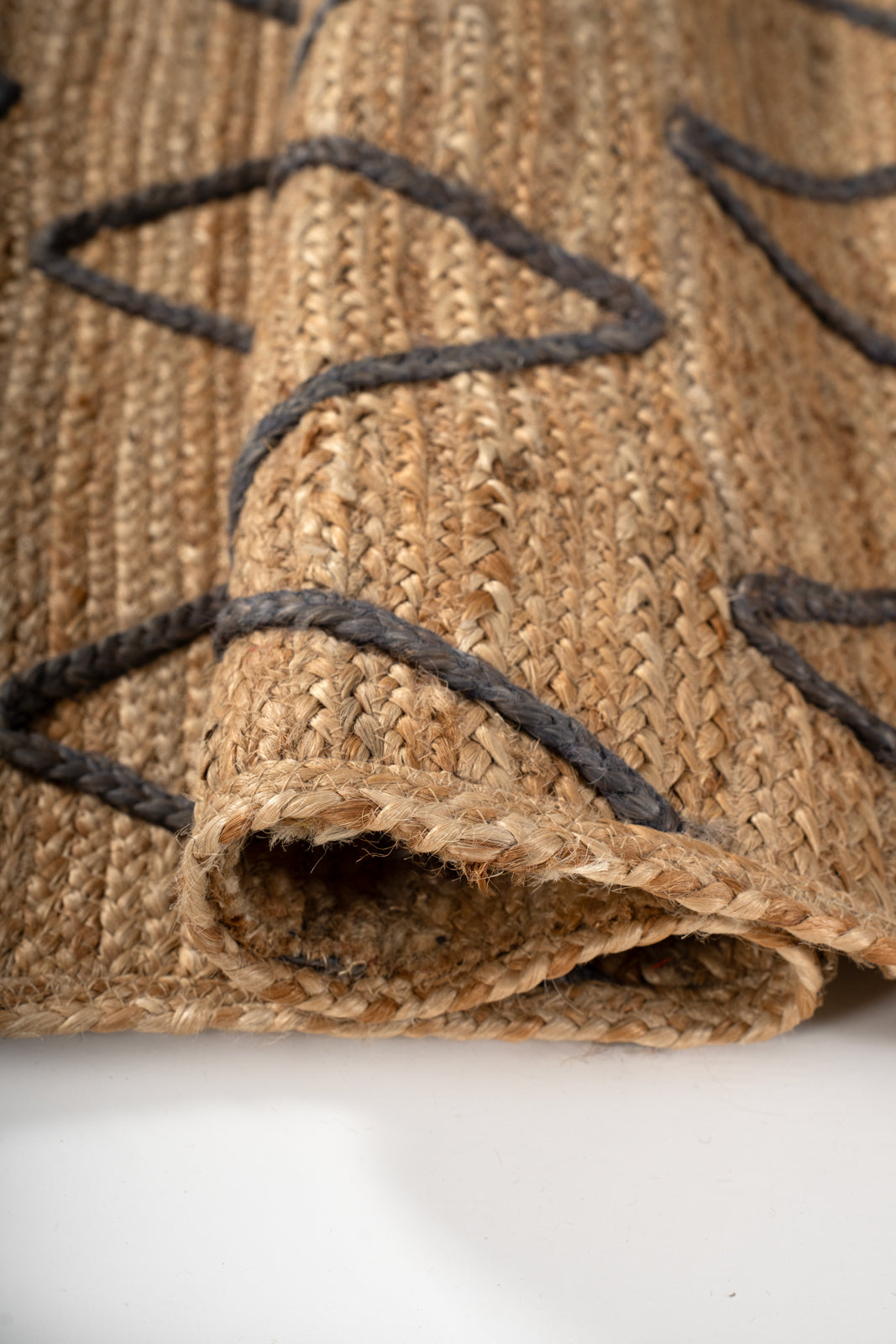 Lagos Zig Zag Braided Rug-Brown - additional product view showing the jute rug