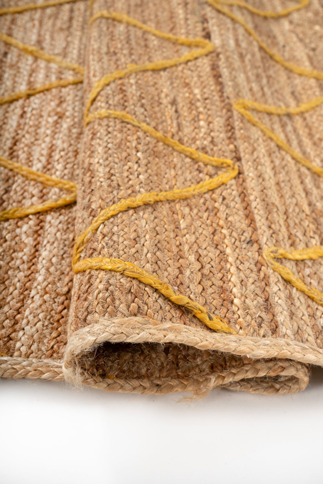 Lagos Zig Zag Braided Rug-Yellow - additional product view showing the jute rug