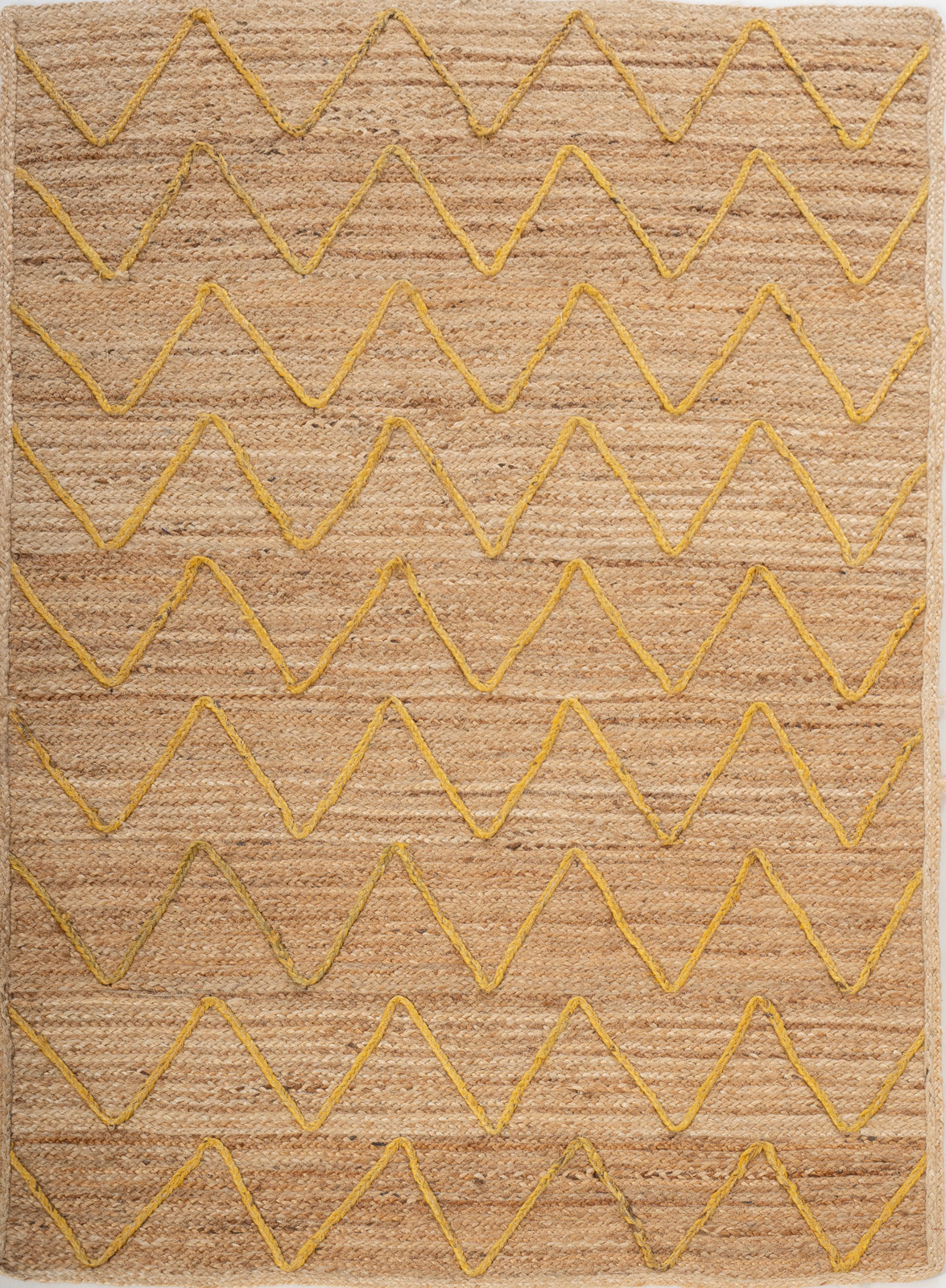 Lagos Zig Zag Braided Rug-Yellow jute rug in yellow tones