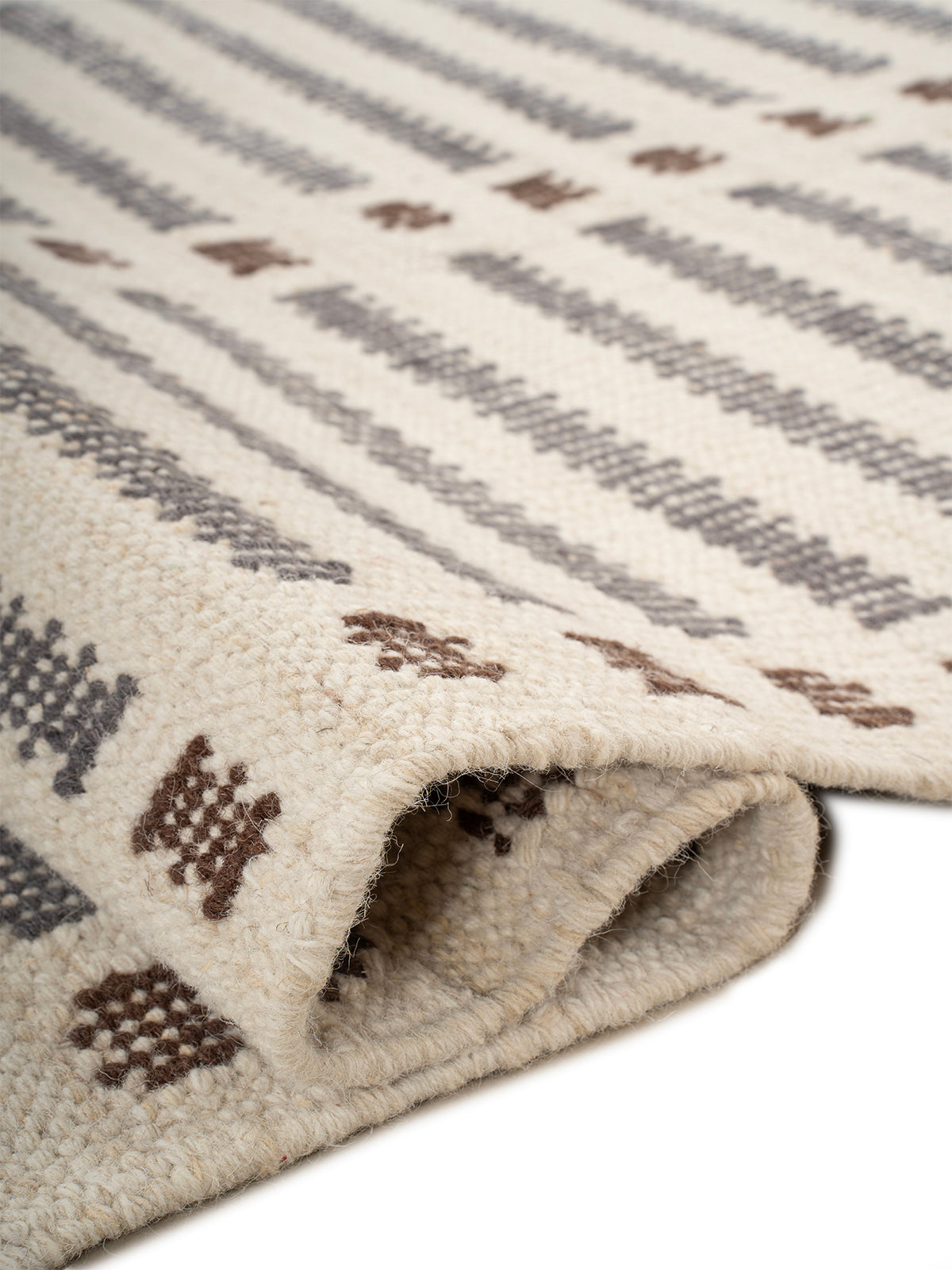 Linear Rhythm Handwoven Wool Rug - additional product view showing the wool rug
