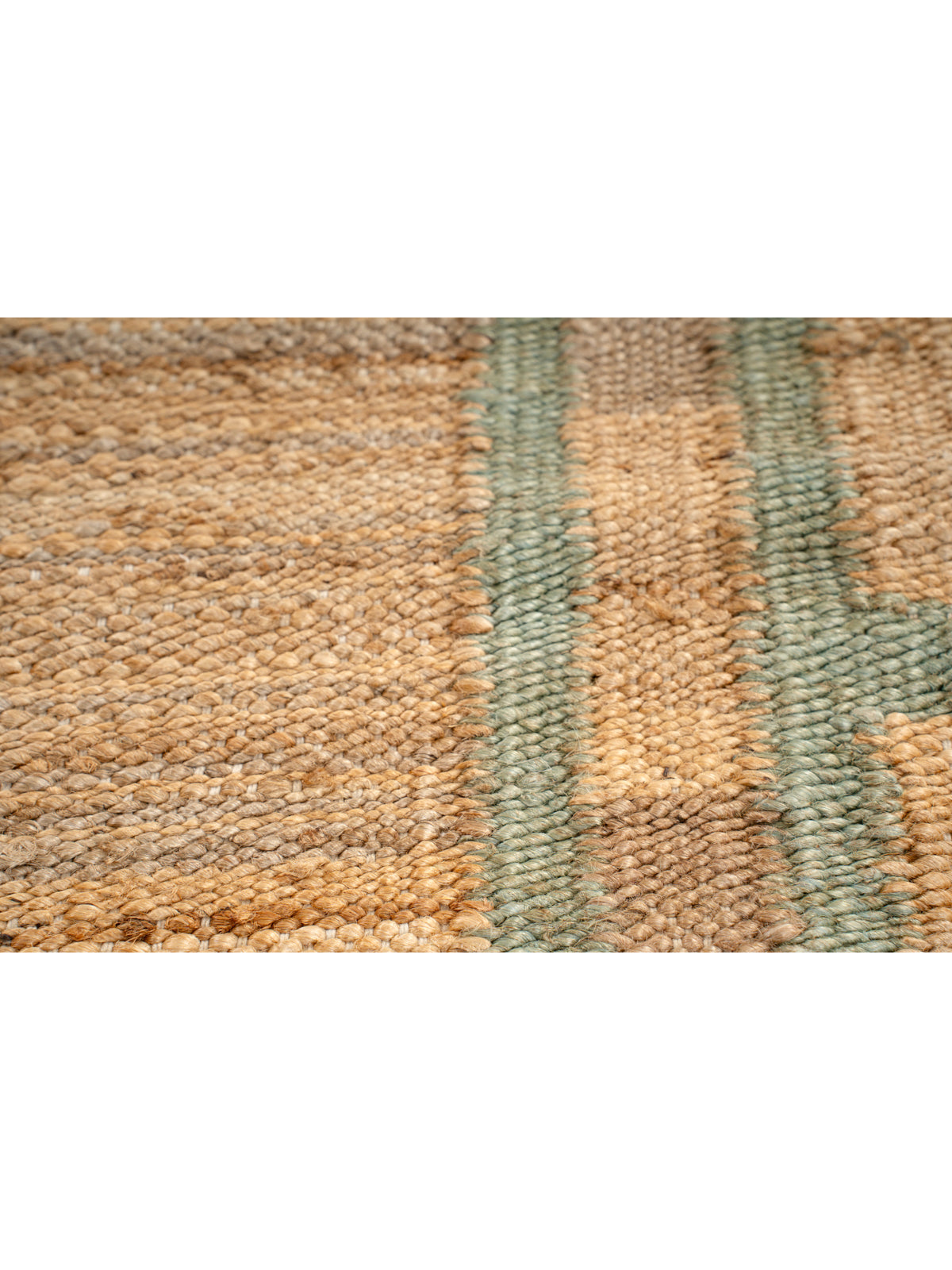 Lira scalloped hemp rug-Green - hemp runner laid in a hallway view