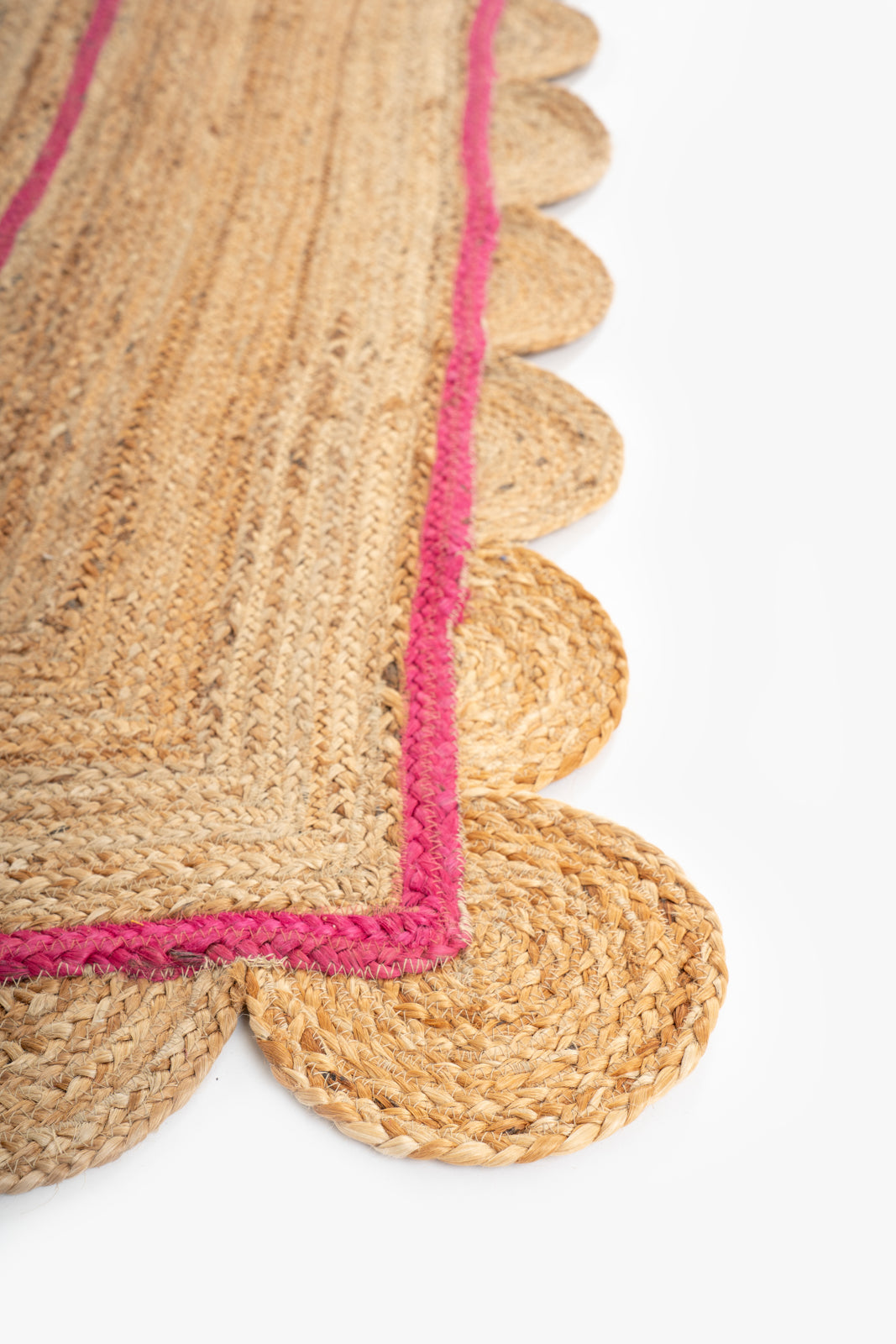 Loko scalloped area rug-Pink - additional product view showing the cotton rug
