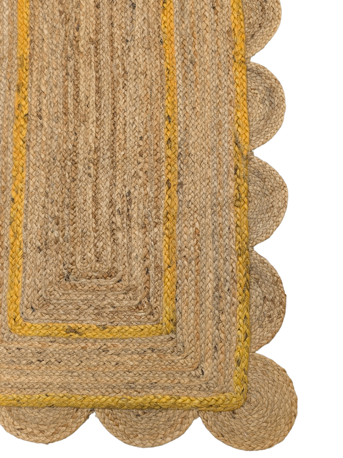 Loko scalloped runner-Yellow close-up showing the cotton weave and texture surface