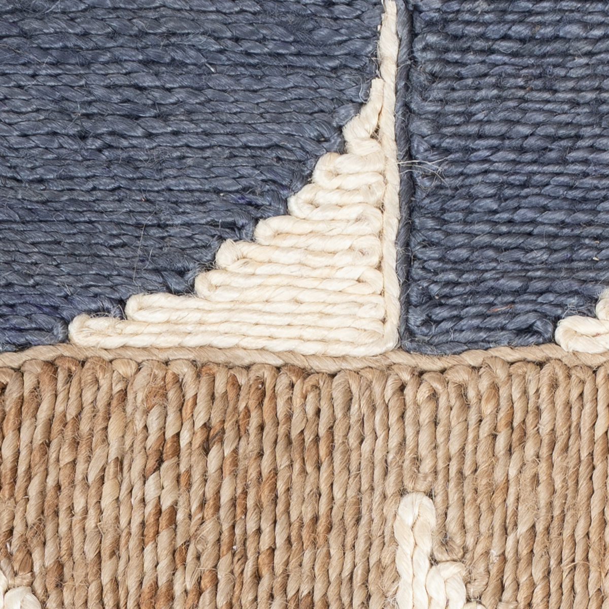 Looma : Chaand close-up showing the mixed fibre weave and geometric motif