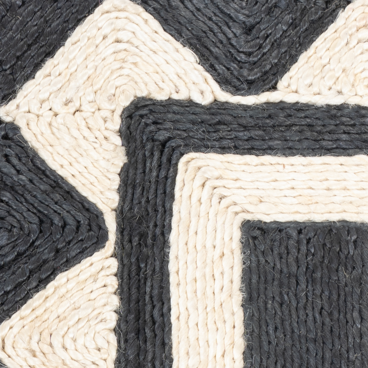 Looma : Kaksh close-up showing the mixed fibre weave and geometric motif