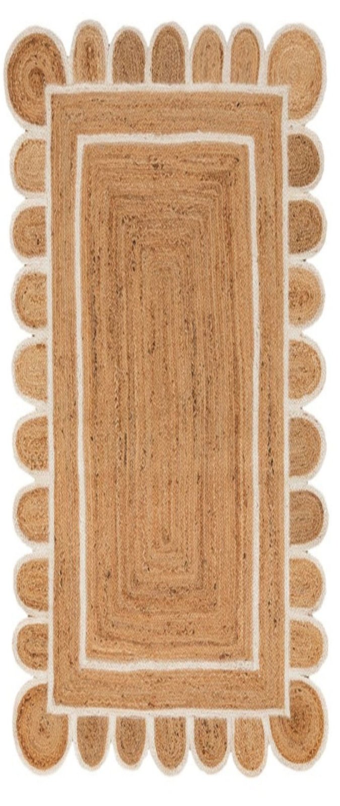 Luxor Scalloped Braided Runner-Ivory in cotton