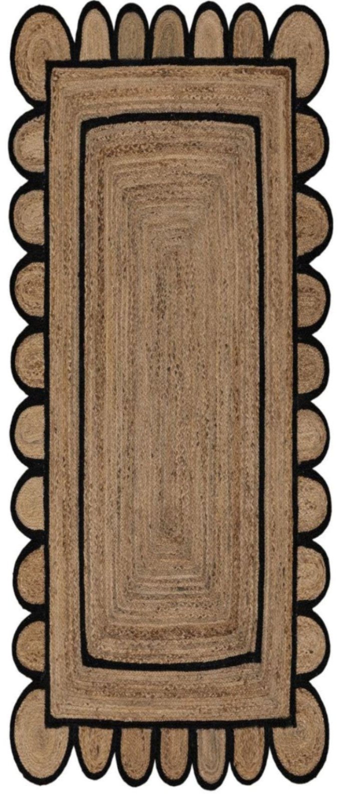 Luxor Scalloped Braided Runner in cotton