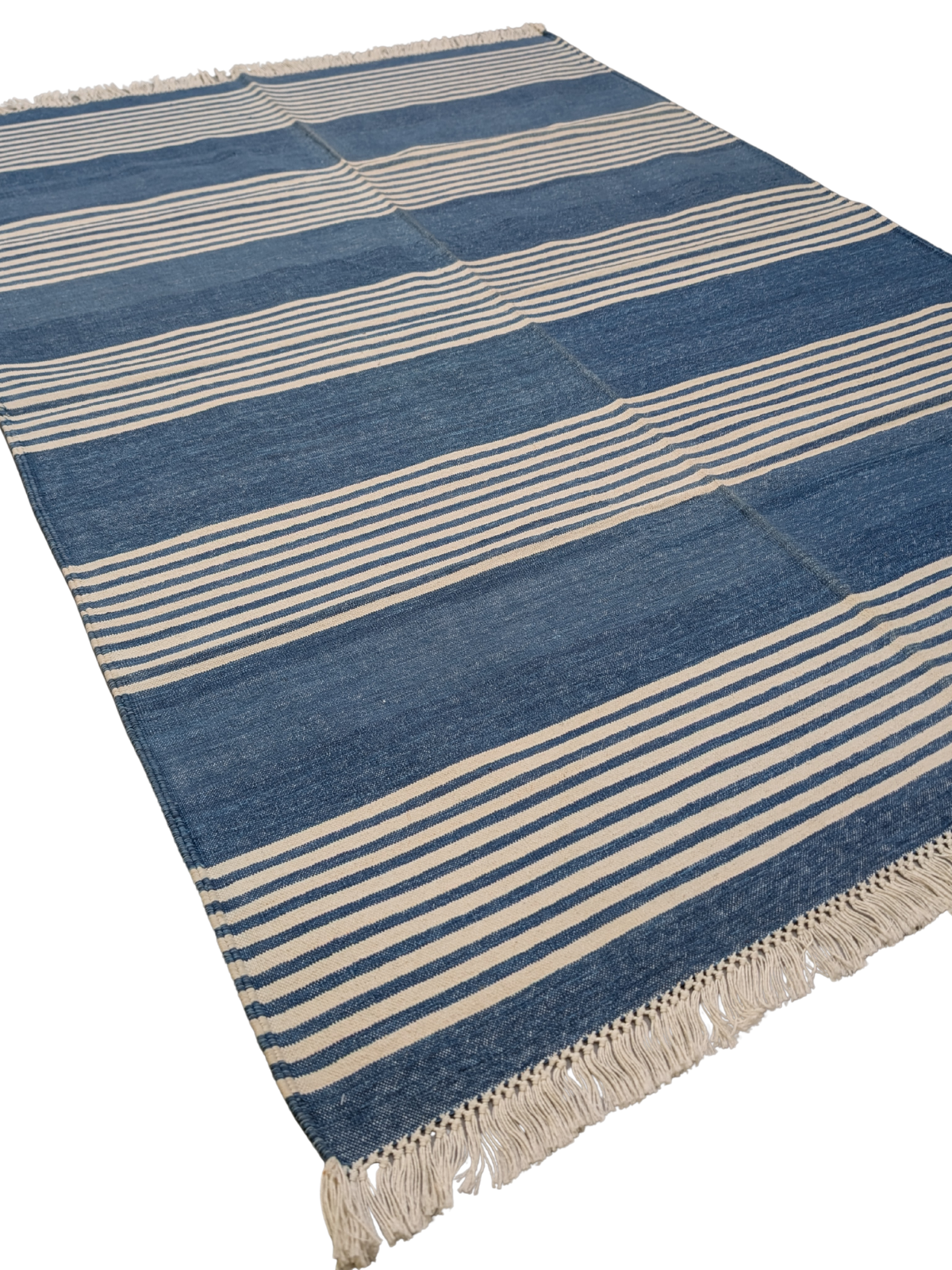 Mariner's Calm Cotton Rug cotton rug styled in a living room interior with timber and linen