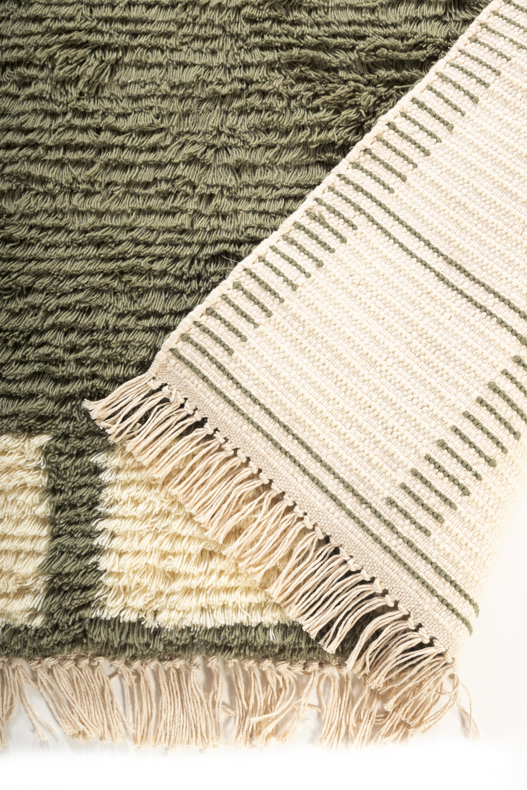 Meadow Frame Wool Rug detail of the floral motif in wool cut pile