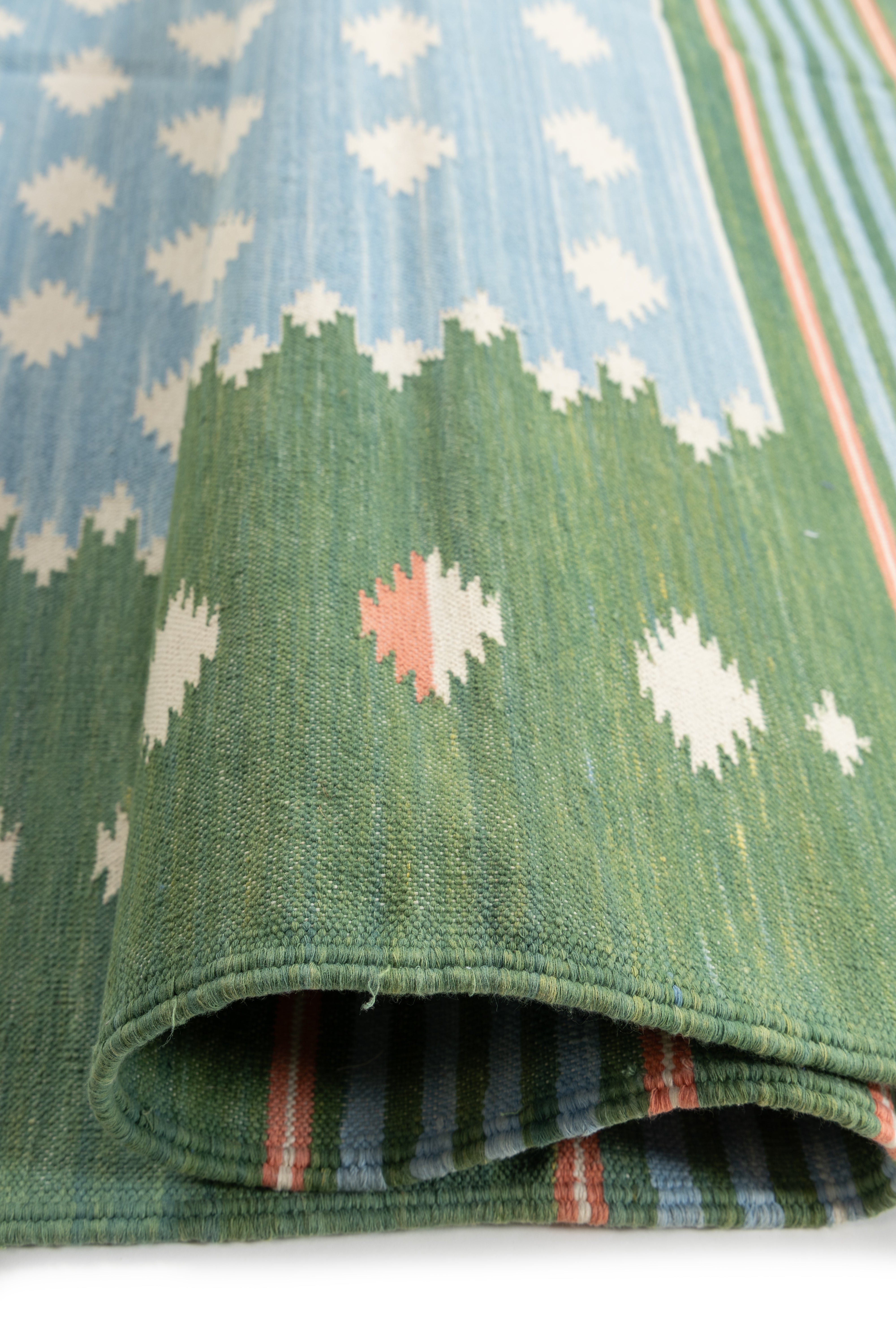 Meadow Mist Dhurrie Rug - additional product view showing the cotton rug