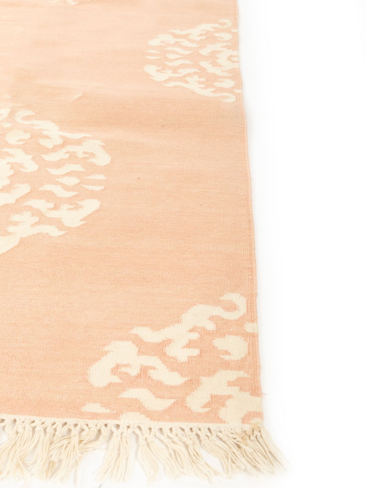 Medallion Flatweave rug-Peach - texture detail showing cotton surface