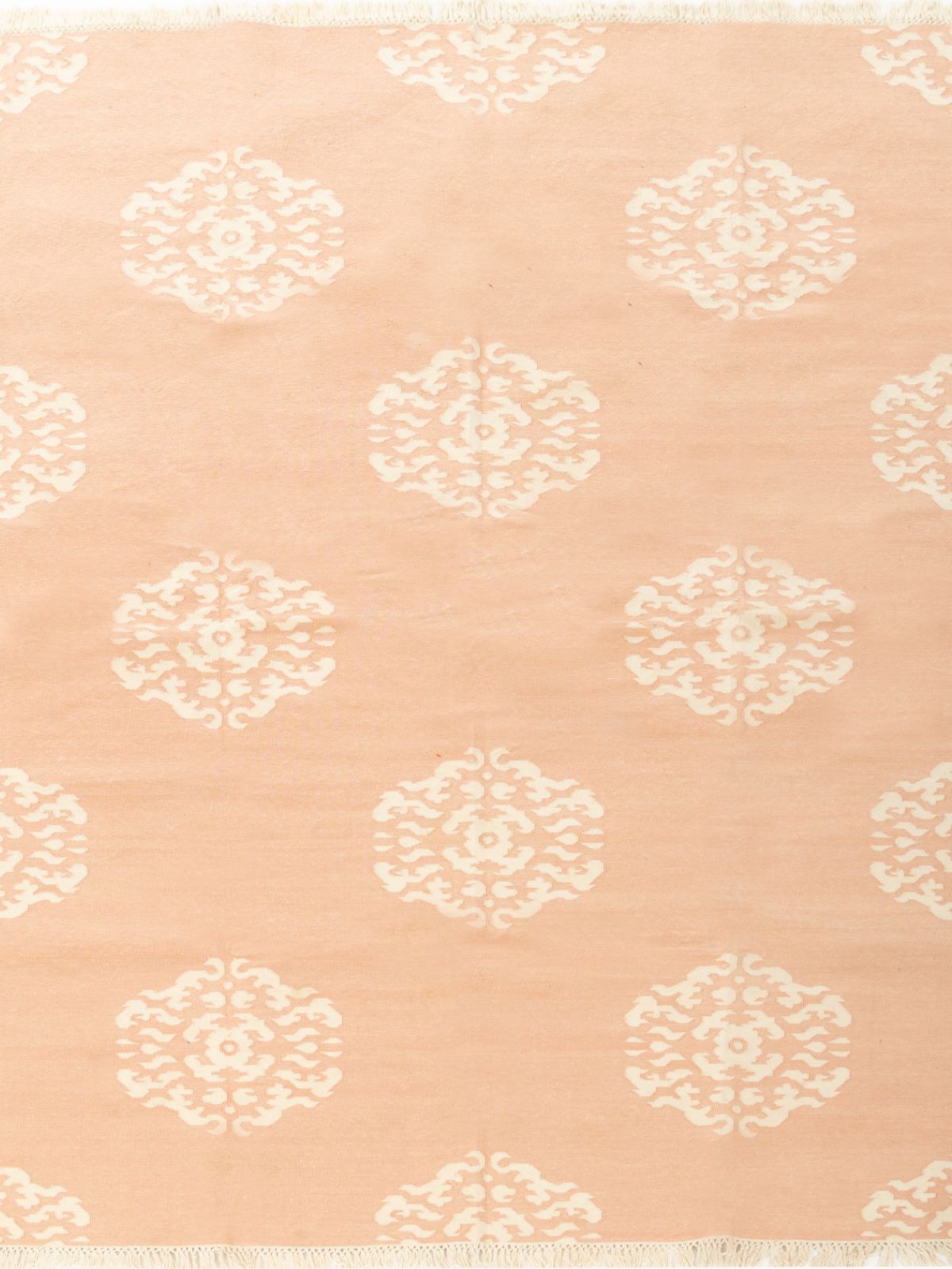 Medallion Flatweave rug-Peach cotton rug in orange tones