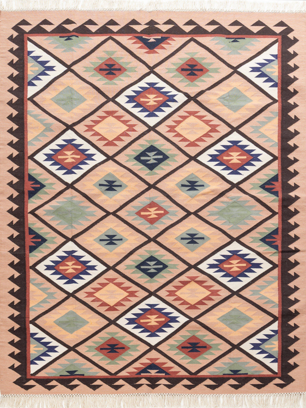Mesa Trail Kilim Rug cotton rug in brown tones