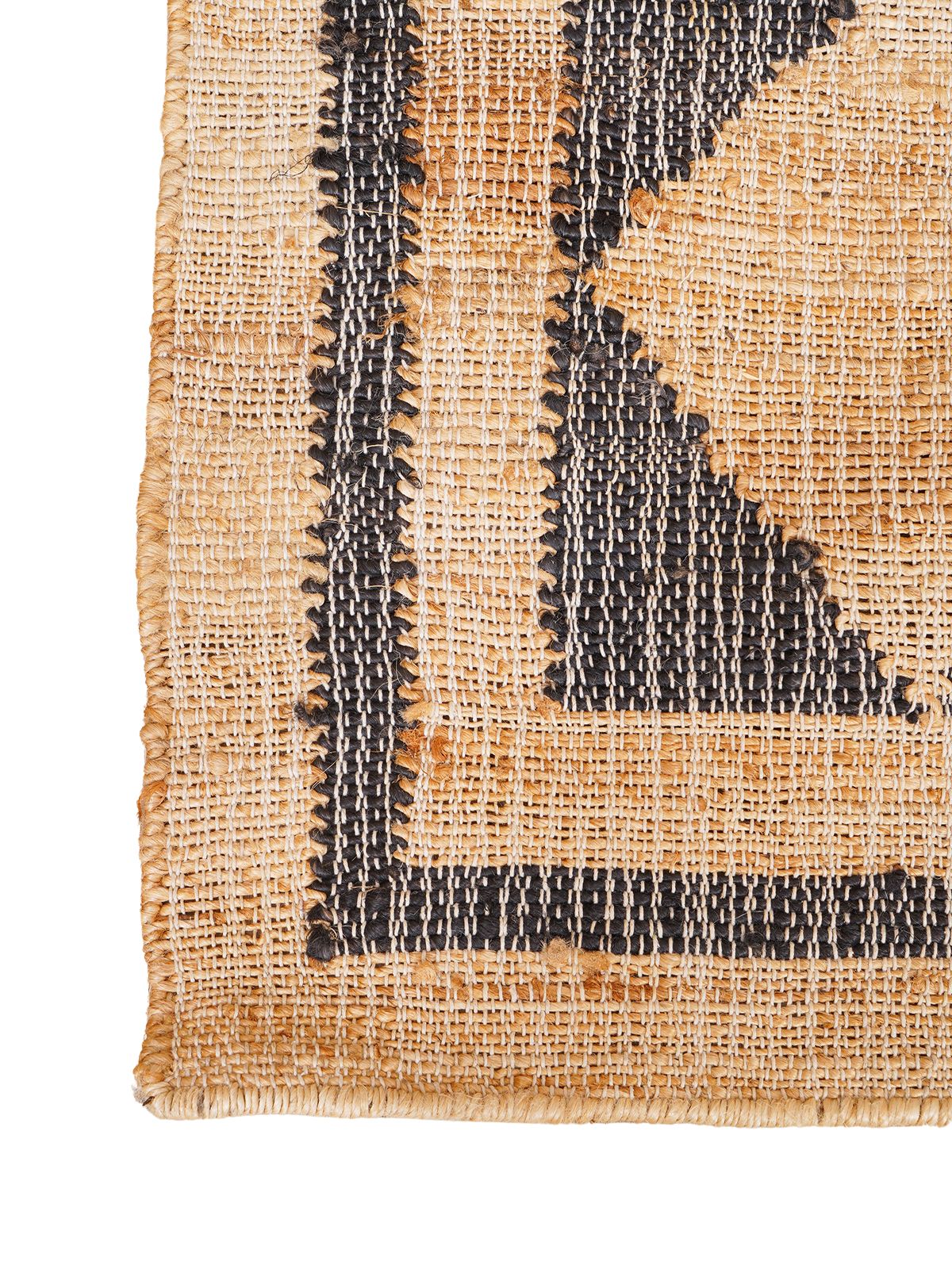 Midnight Mirage Jute Rug close-up showing the jute weave and geometric motif