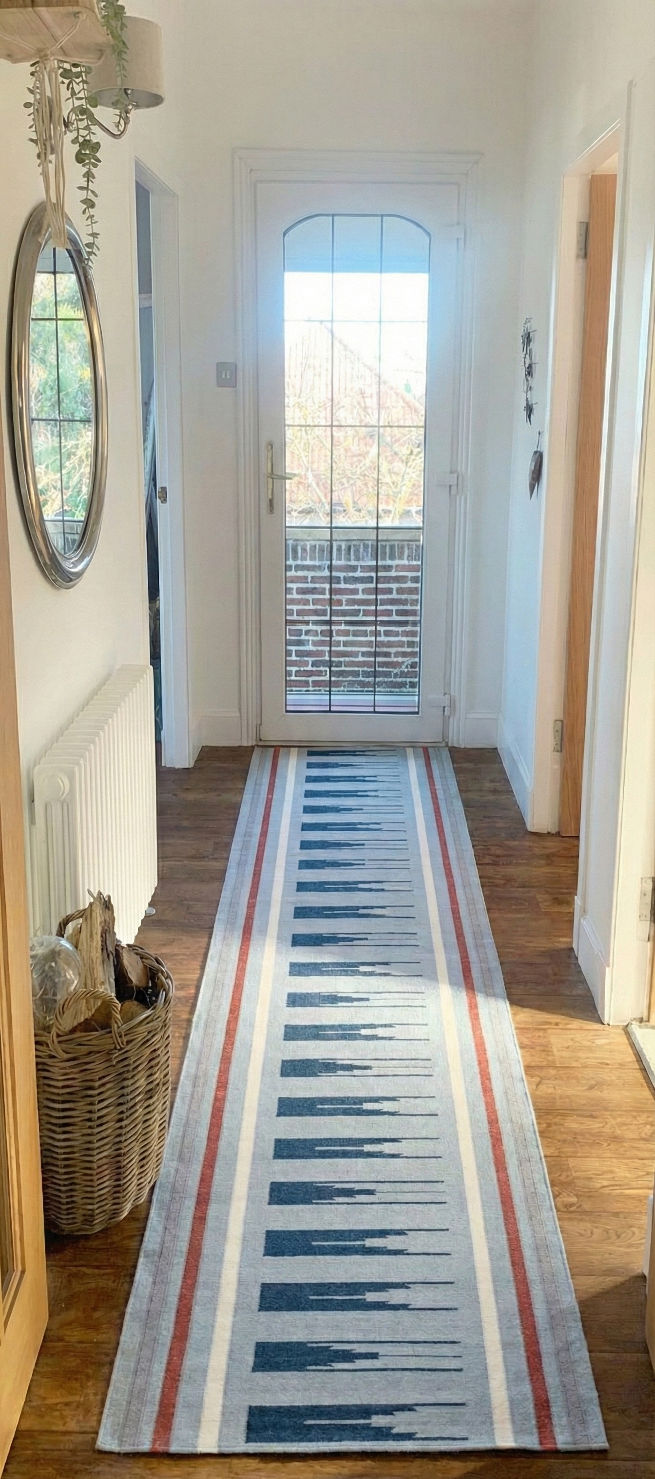 Midnight Skyline wool rug styled in a living room interior