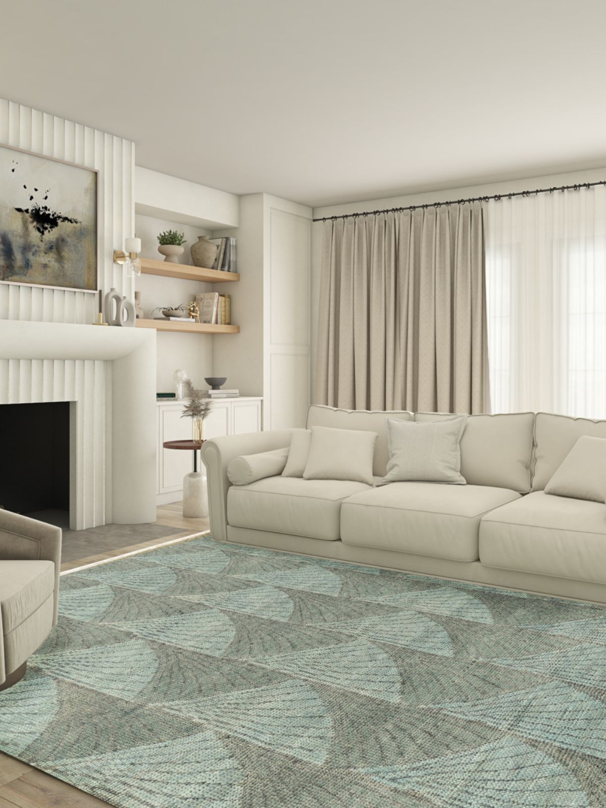 Misty harbor handknotted rug - additional product view showing the wool rug