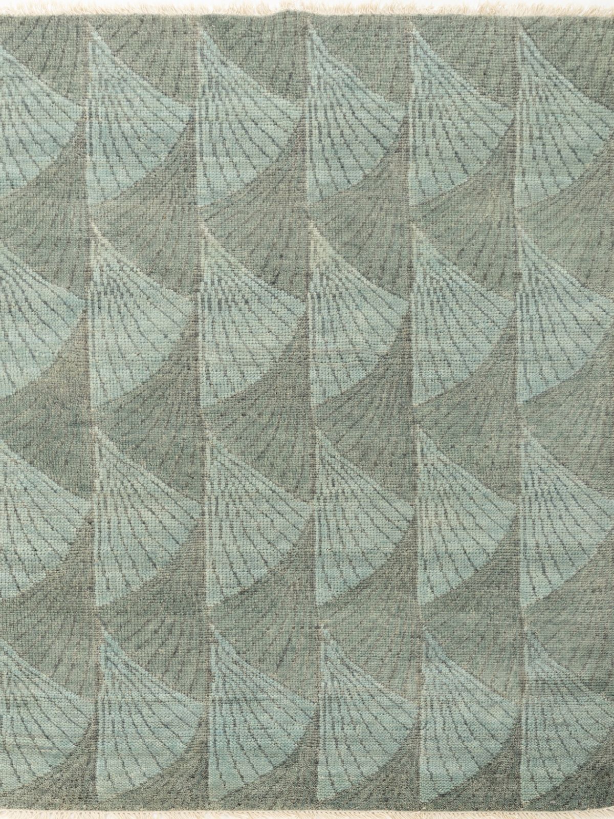 Misty harbor handknotted rug wool rug in green tones