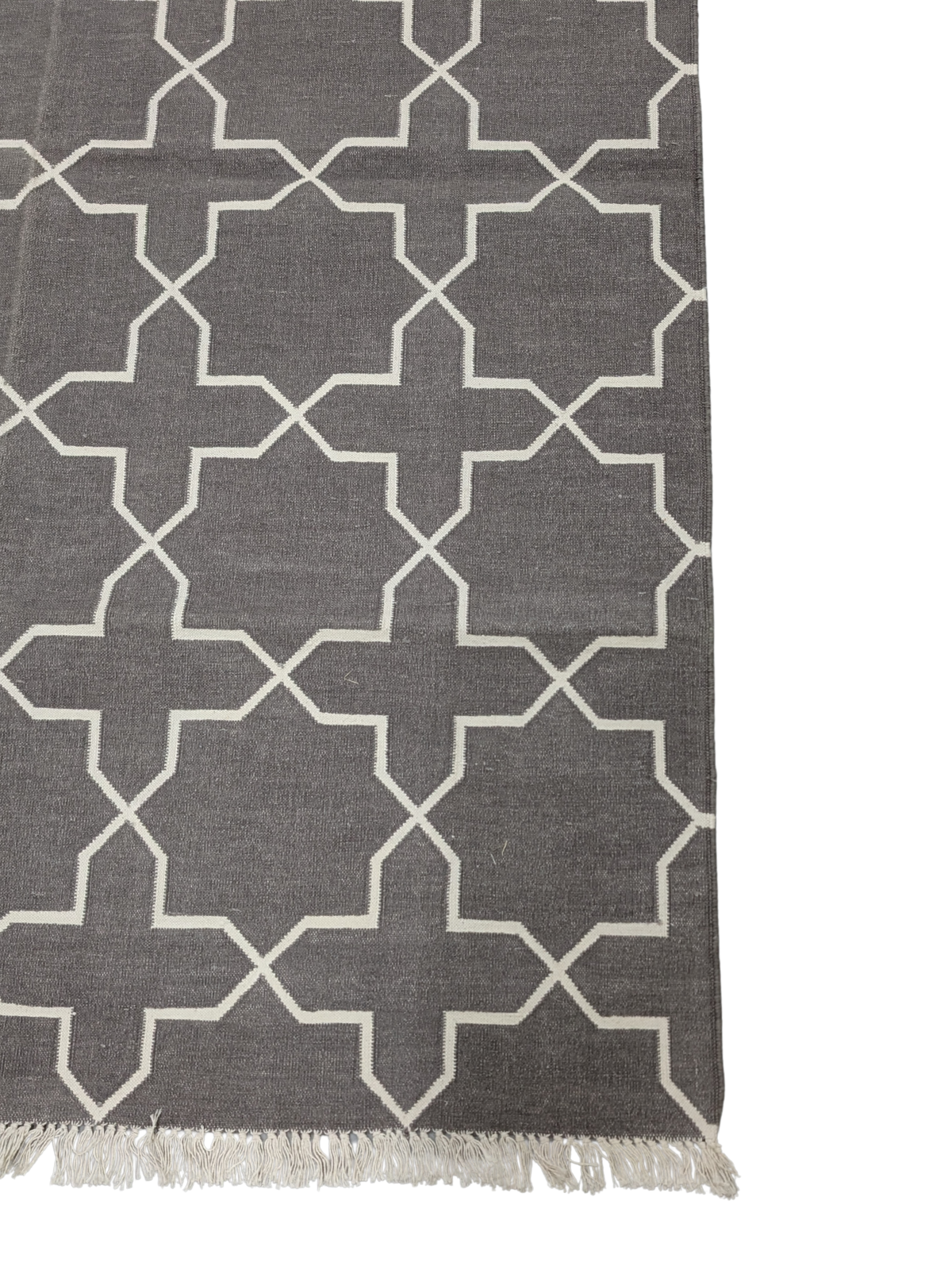Moorish Maze Flatweave detail of the geometric pattern in cotton