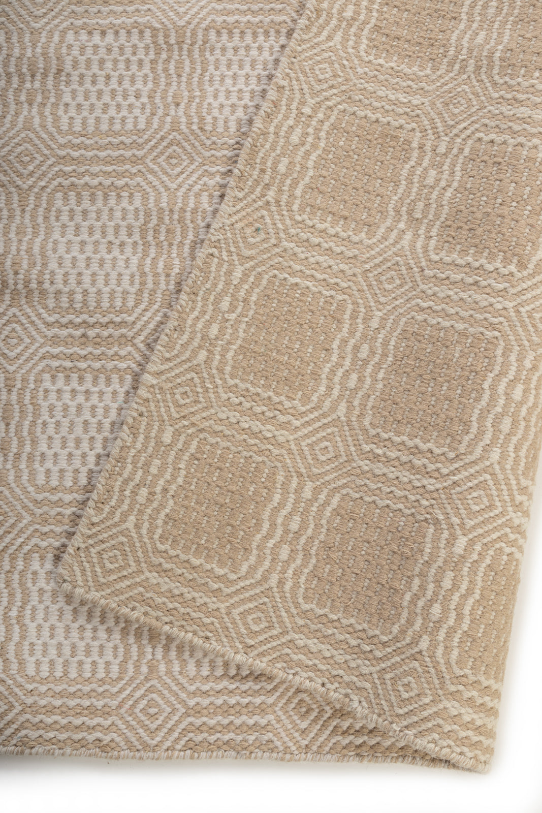 Moorland Mist Rug detail showing the textured wool surface and finishing