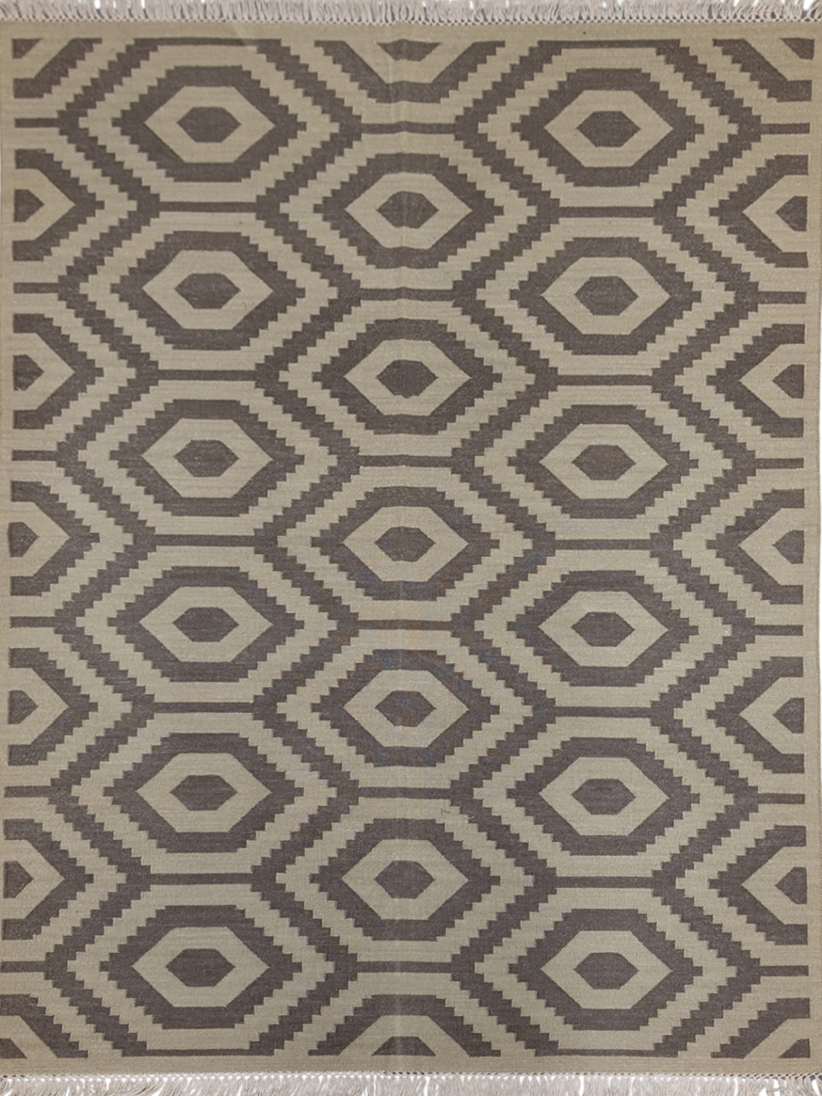 Mystic Grid Flatweave cotton rug in blue tones