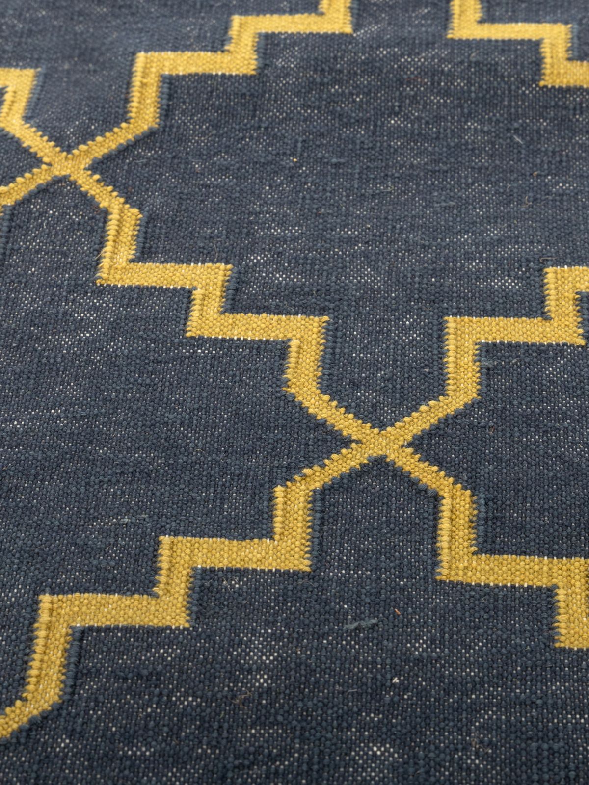 Nautical Jali Flatweave rug - texture detail showing cotton surface