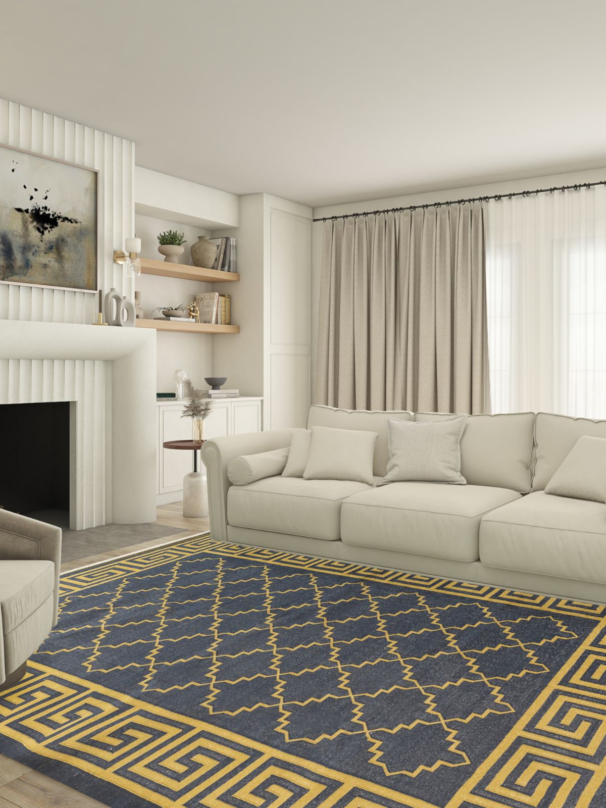 Nautical Jali Flatweave rug - texture detail showing cotton surface