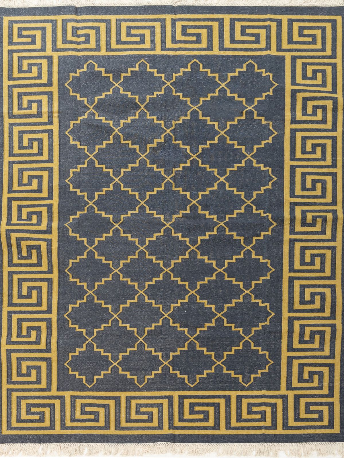 Nautical Jali Flatweave rug cotton rug in multicoloured tones
