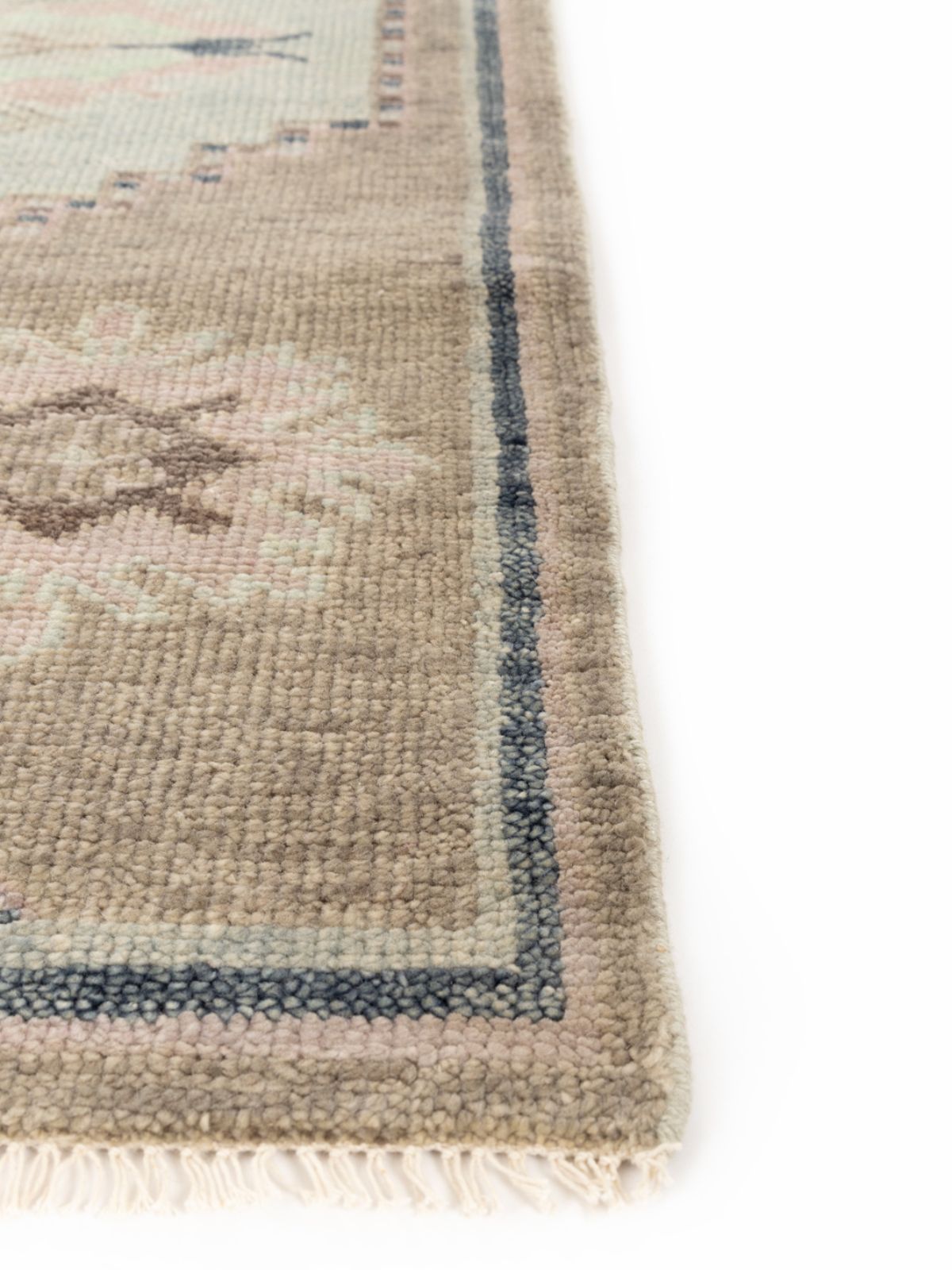 Navy Haven Turkish Hand-Knotted Rug - additional product view showing the nz wool rug