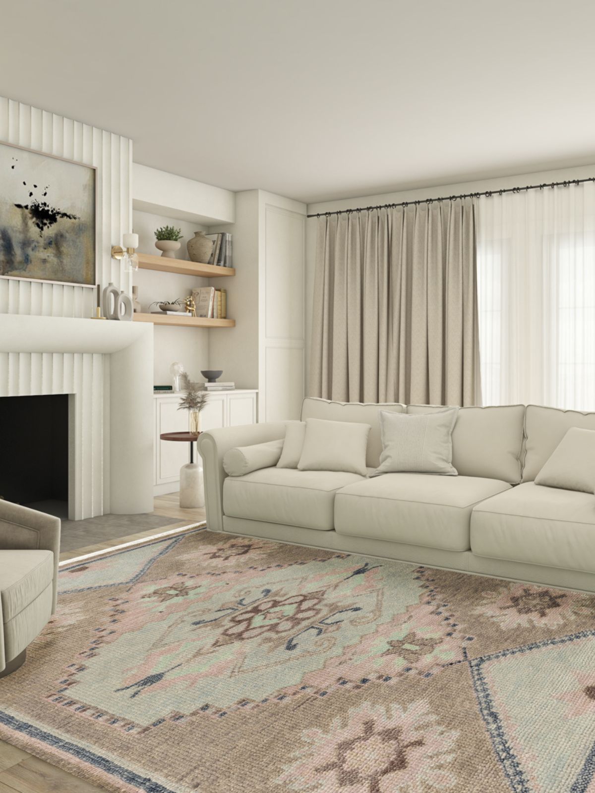 Navy Haven Turkish Hand-Knotted Rug - additional product view showing the nz wool rug