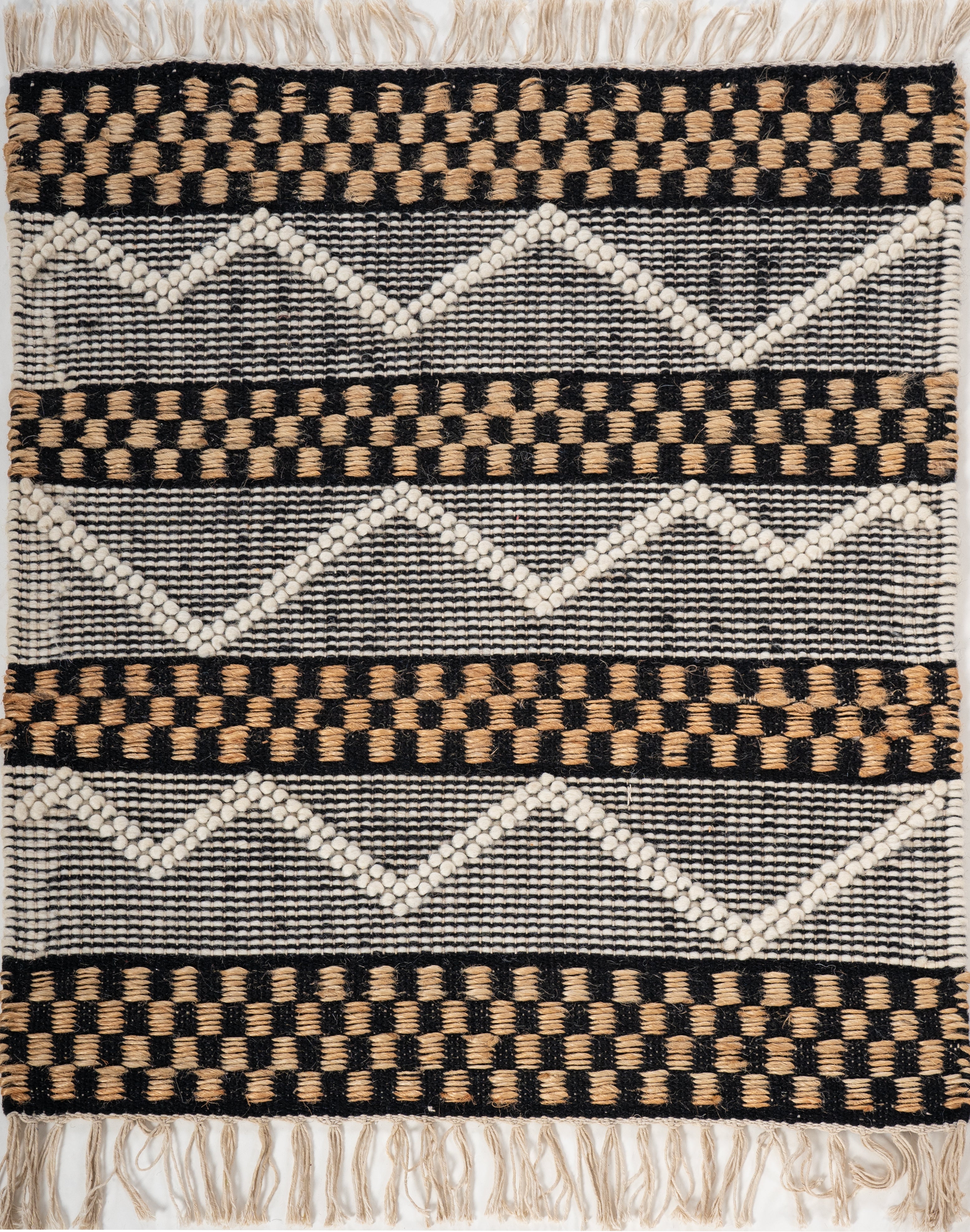 Nomad Checkered Zigzag Rug wool rug in multicoloured tones