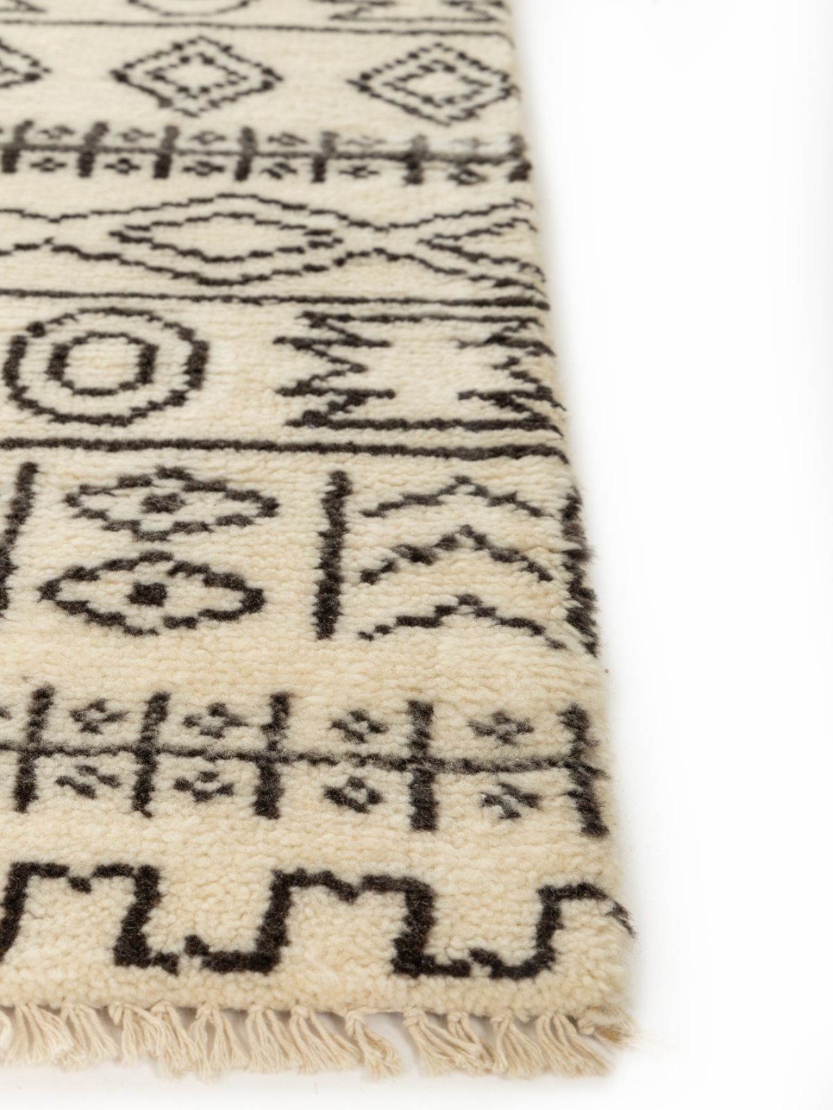 Nomad Noir Hand-Knotted Tribal Rug - additional product view showing the wool rug