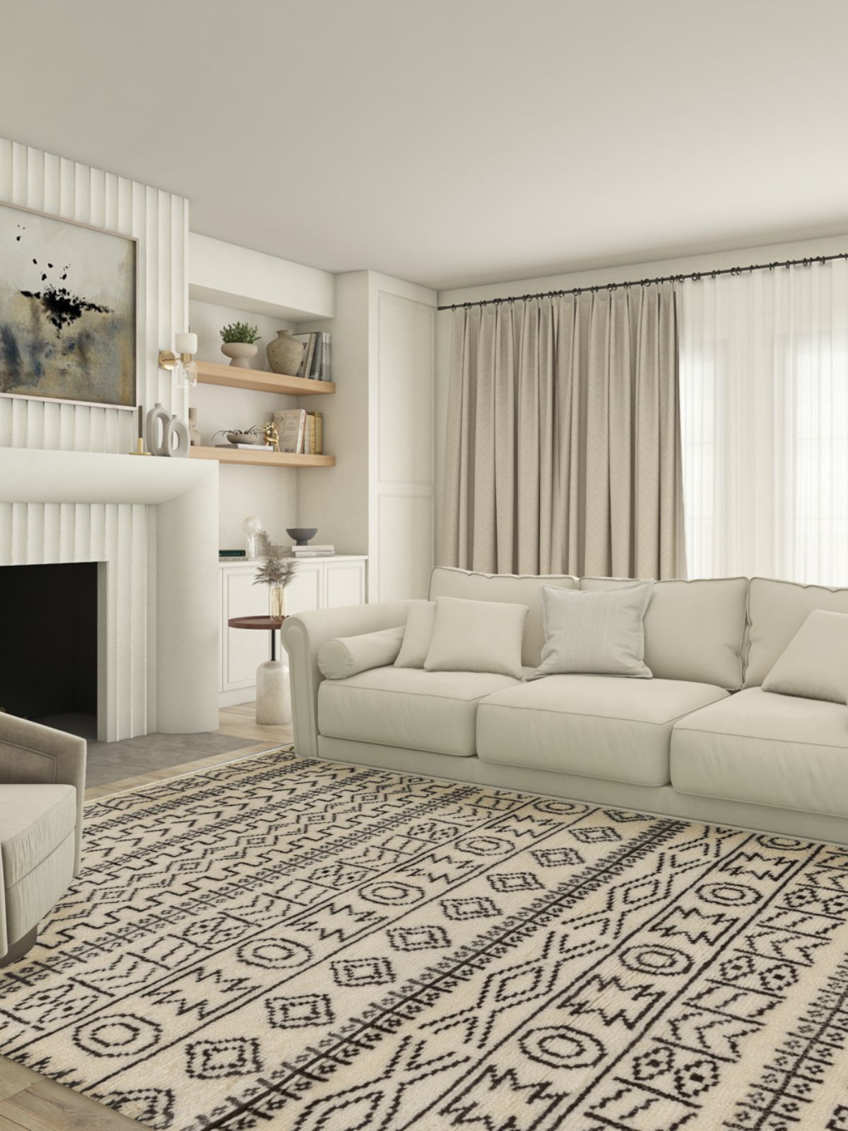 Nomad Noir Hand-Knotted Tribal Rug - additional product view showing the wool rug
