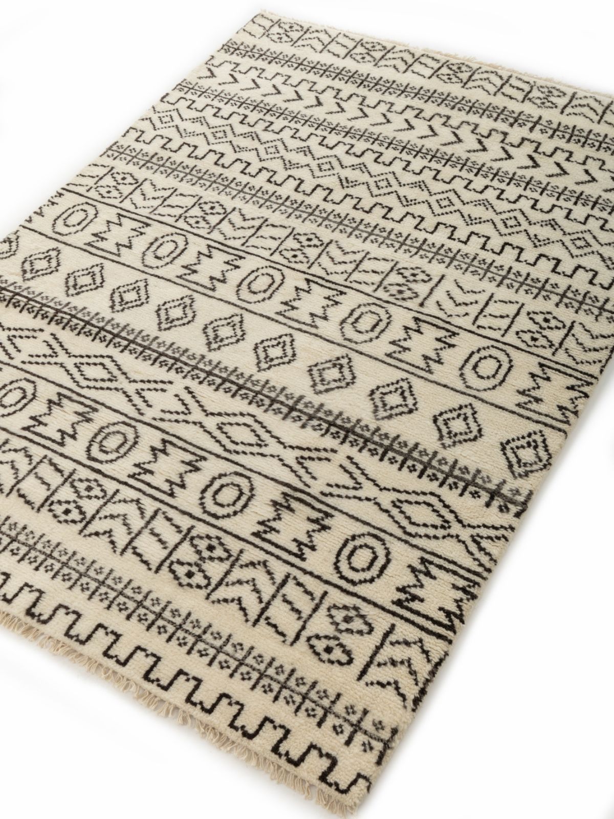 Nomad Noir Hand-Knotted Tribal Rug - additional product view showing the wool rug