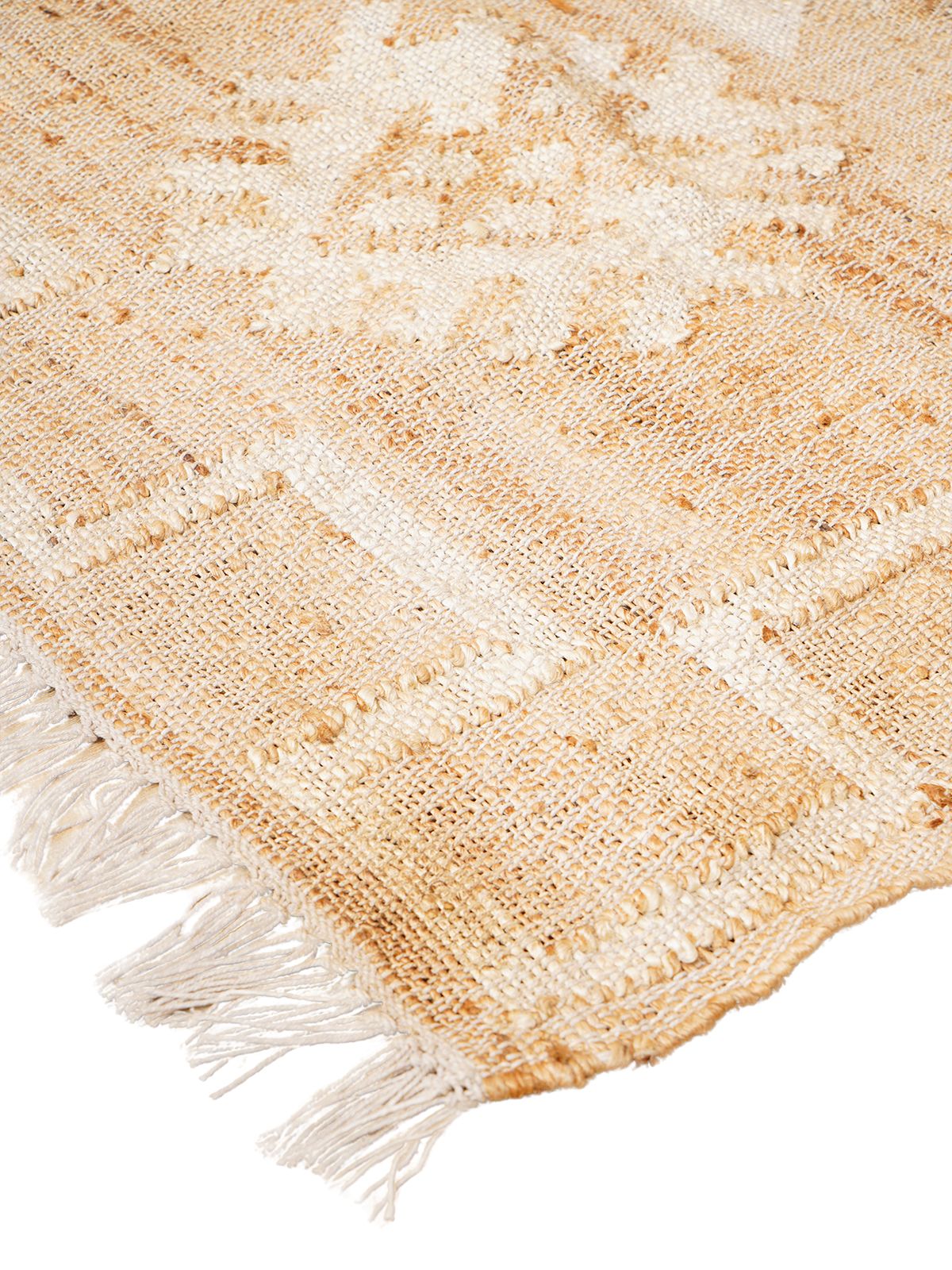 Nomadic Dream Jute Rug close-up showing the jute weave and traditional motif