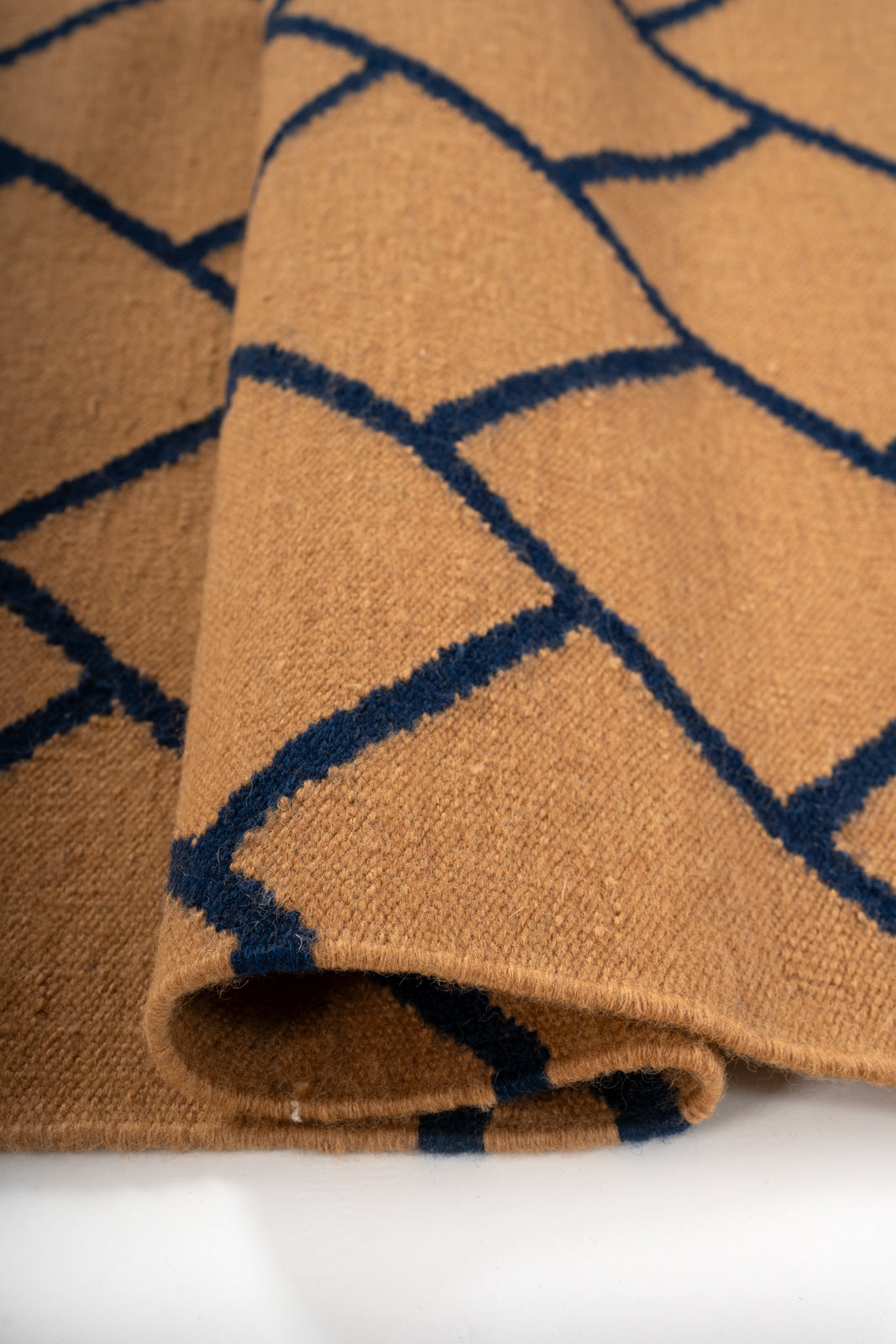 Ochre Lattice Wool Rug - additional product view showing the wool rug