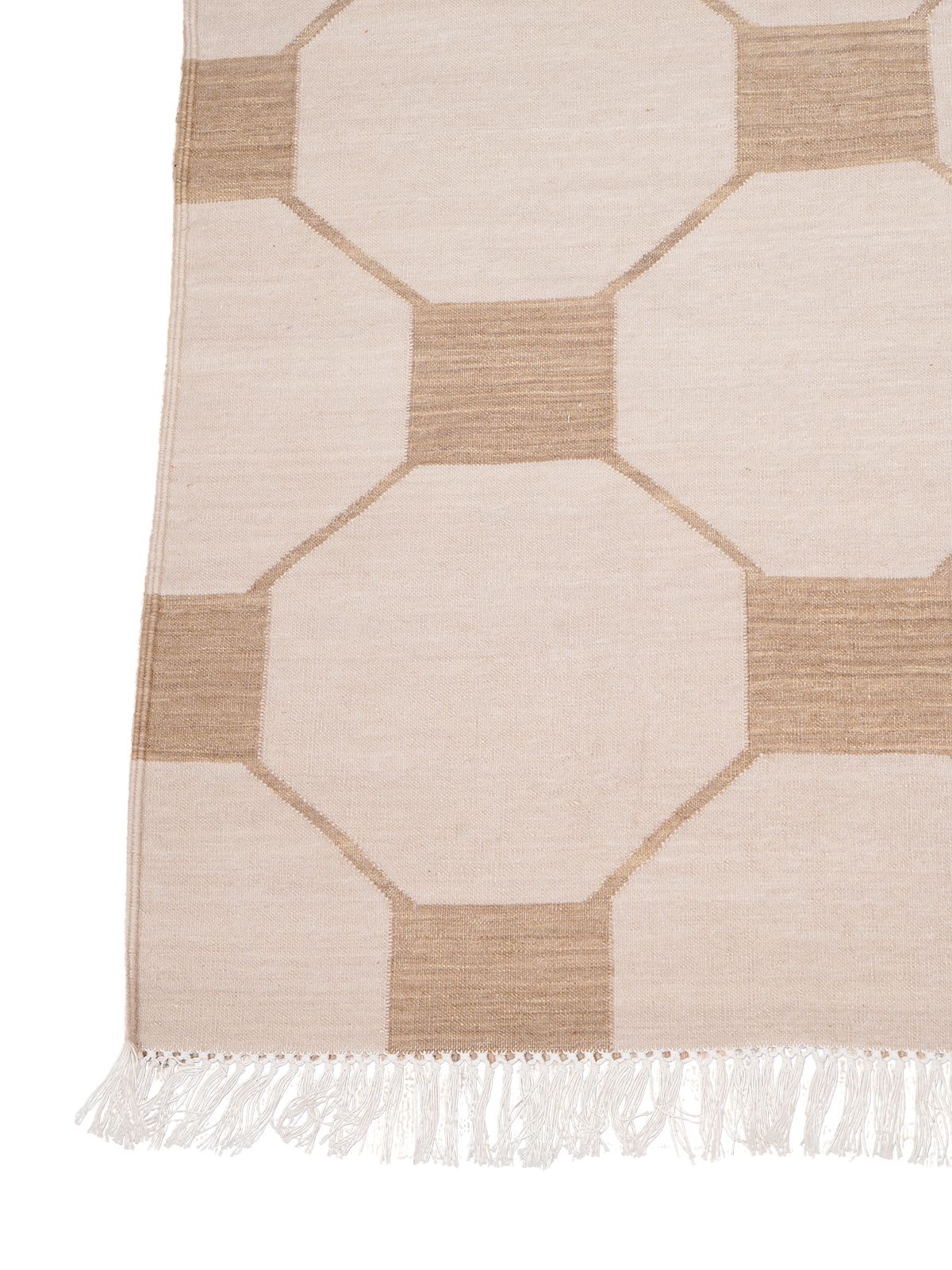 Octagonal Tapestry Wool Rug-beig-additional product view showing the rug