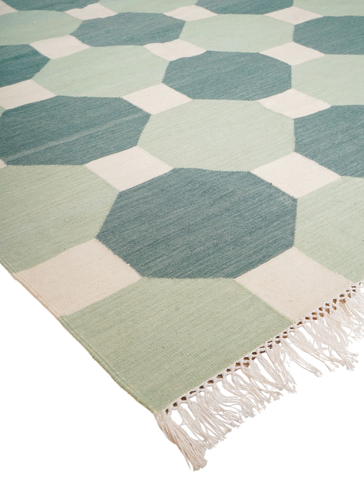 Octagonal Tapestry Wool Rug-Green - additional product view showing the wool rug