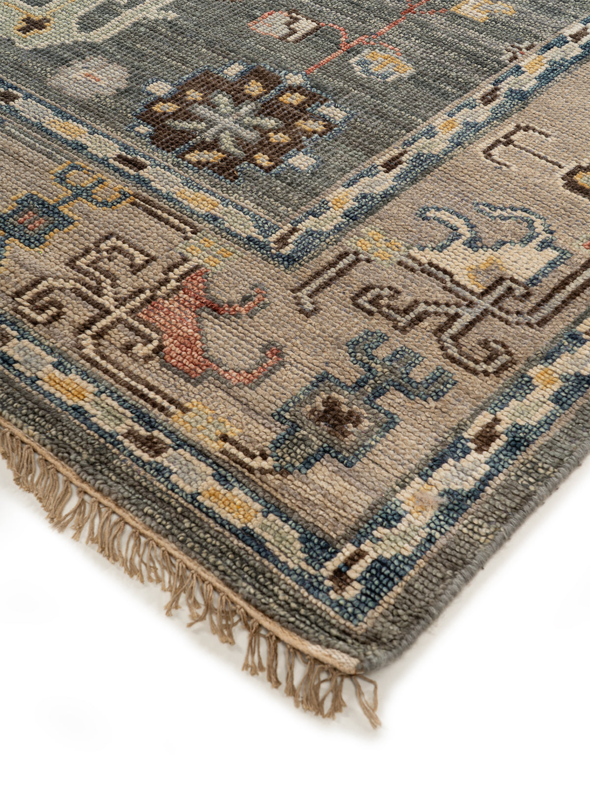 Orion Medallion Wool Rug close-up showing the handspun wool weave and traditional motif