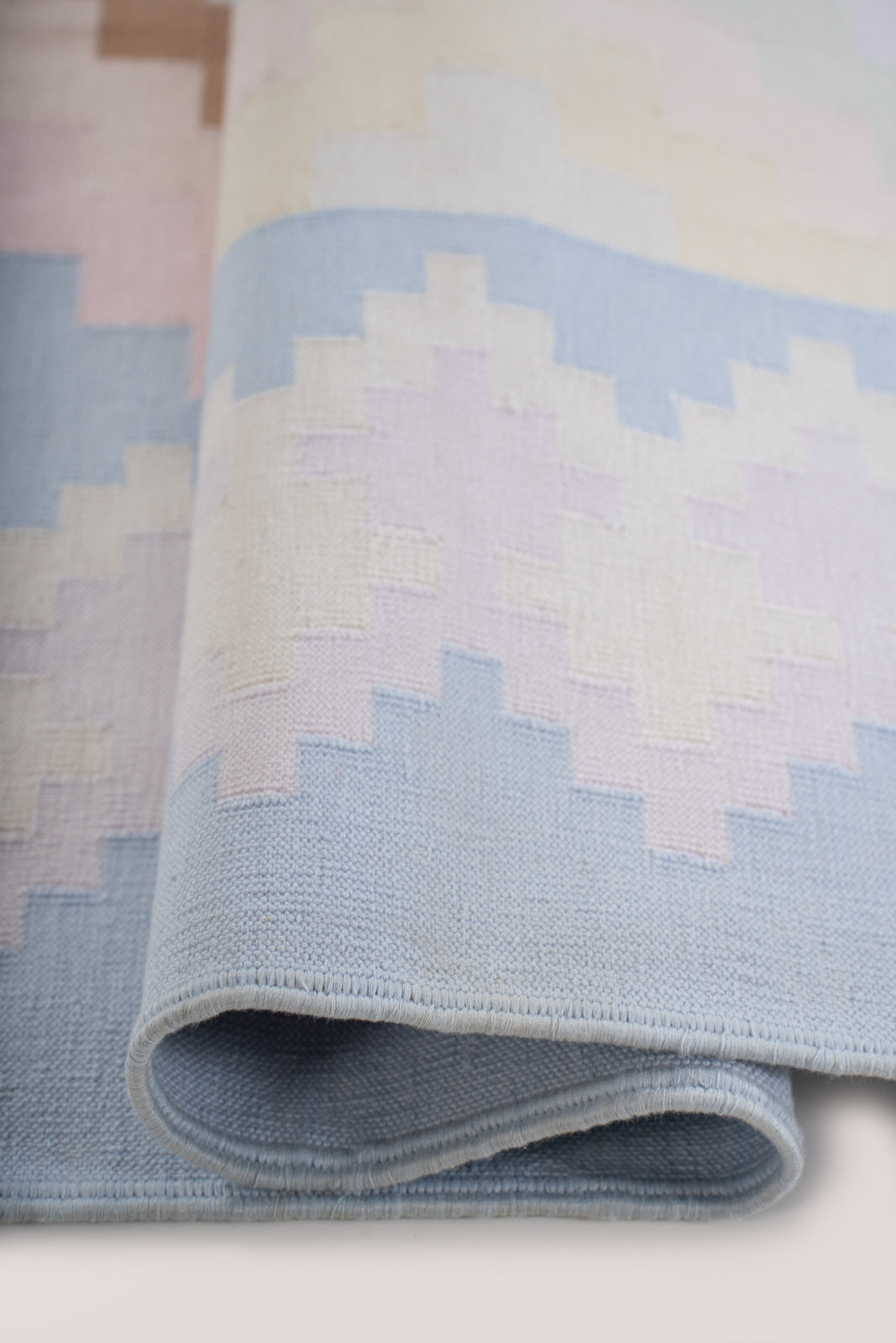 Pastel Udaipur Chevron Dhurrie - additional product view showing the cotton rug