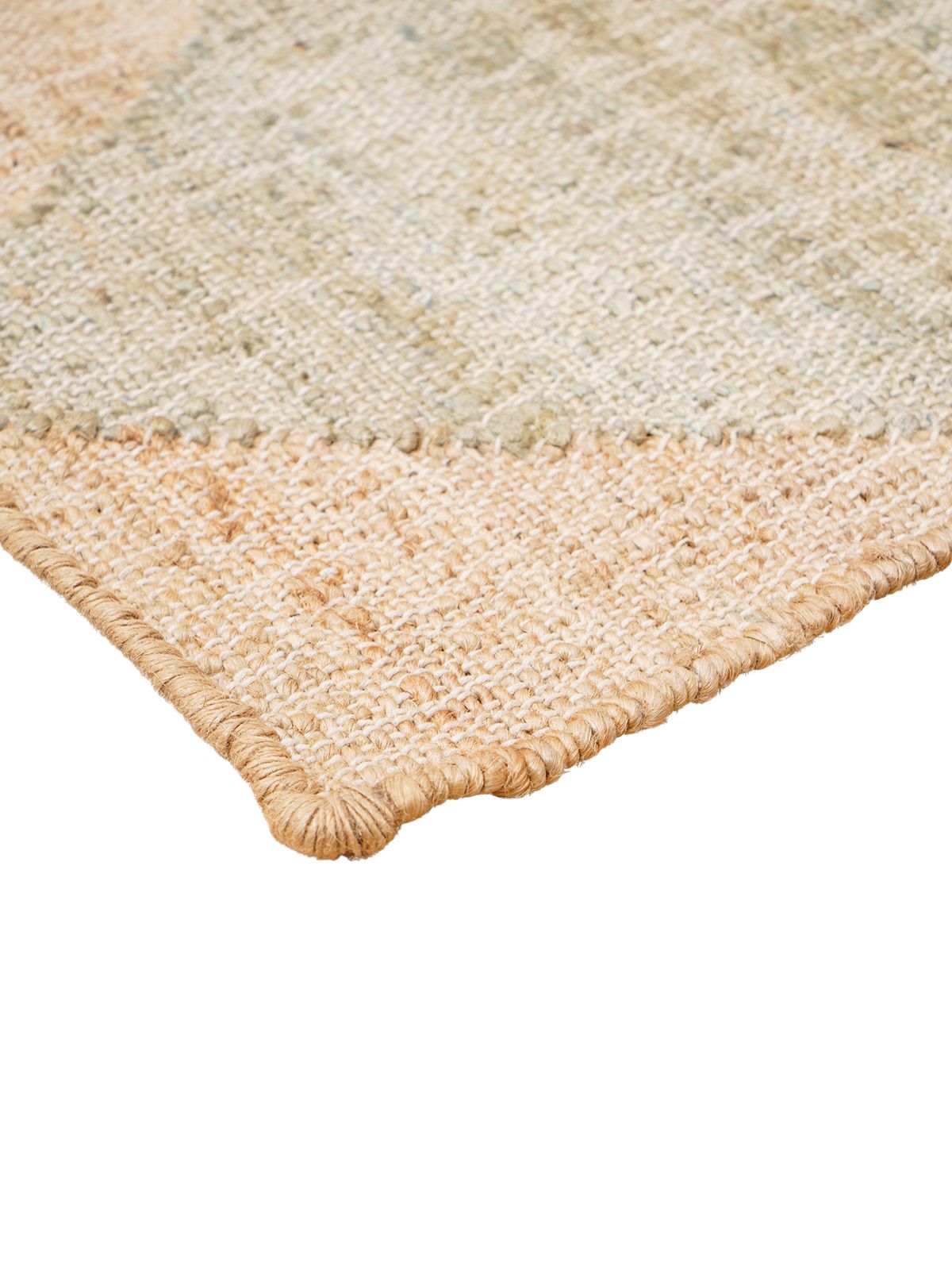 Pistachio Mirage Rug close-up showing the jute weave and geometric motif