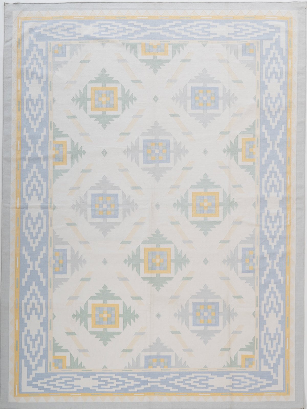 Pondicherry Tranquil Flatweave Rug cotton rug in blue tones