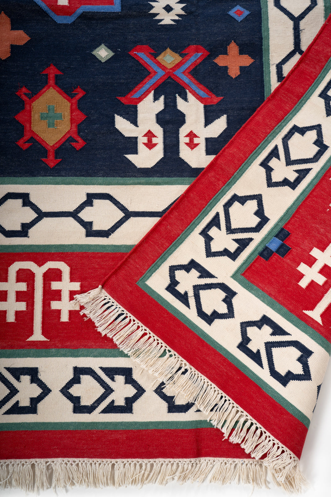 Pushkar Splendor Vintage Dhurrie detail of the traditional motif in cotton