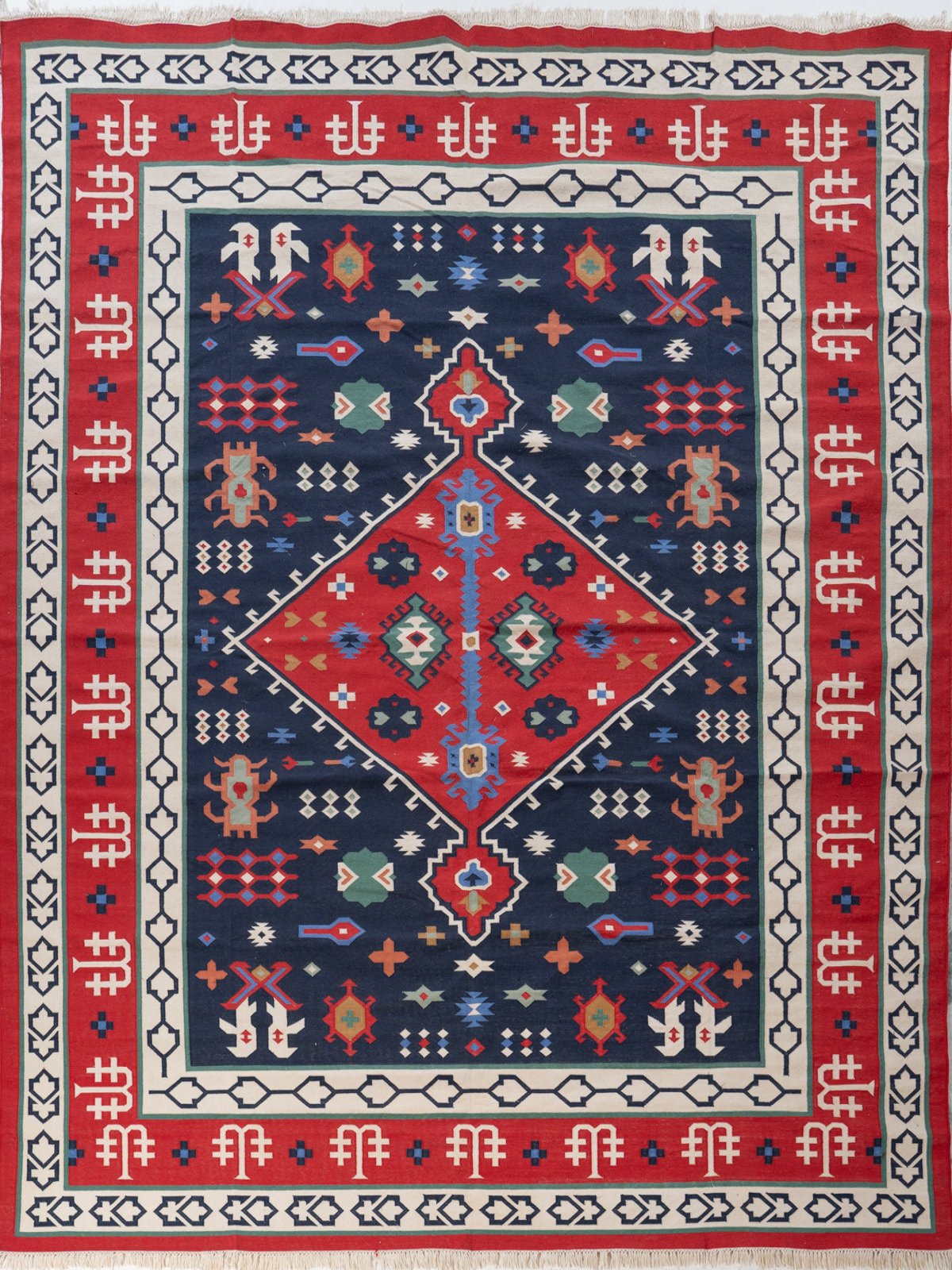 Pushkar Splendor Vintage Dhurrie cotton rug in multicoloured tones