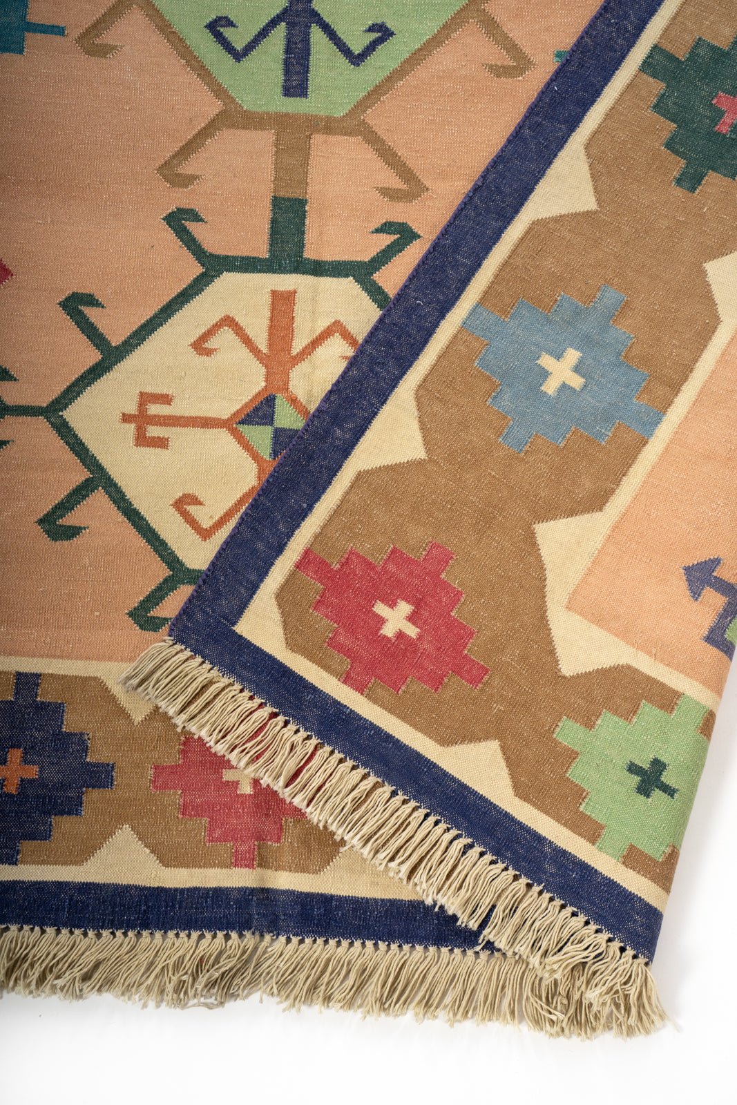 Rann of Kutch Artisan Flatweave Rug detail of the traditional motif in cotton