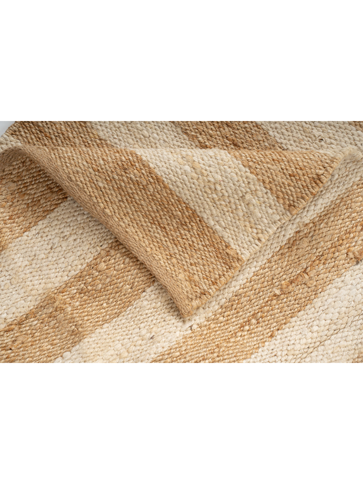 Rasht striped Hemp rug detail of the striped hemp surface and edge finishing
