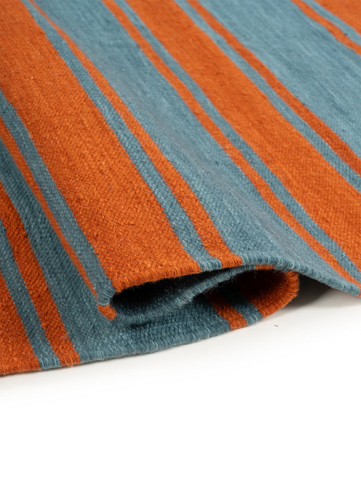 Retro Block Stripe Wool Flatweave - texture detail showing wool surface