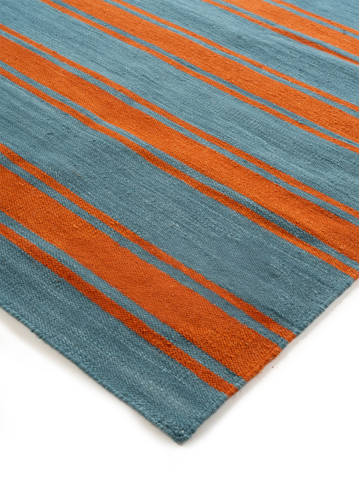 Retro Block Stripe Wool Flatweave close-up showing the wool weave and striped pattern